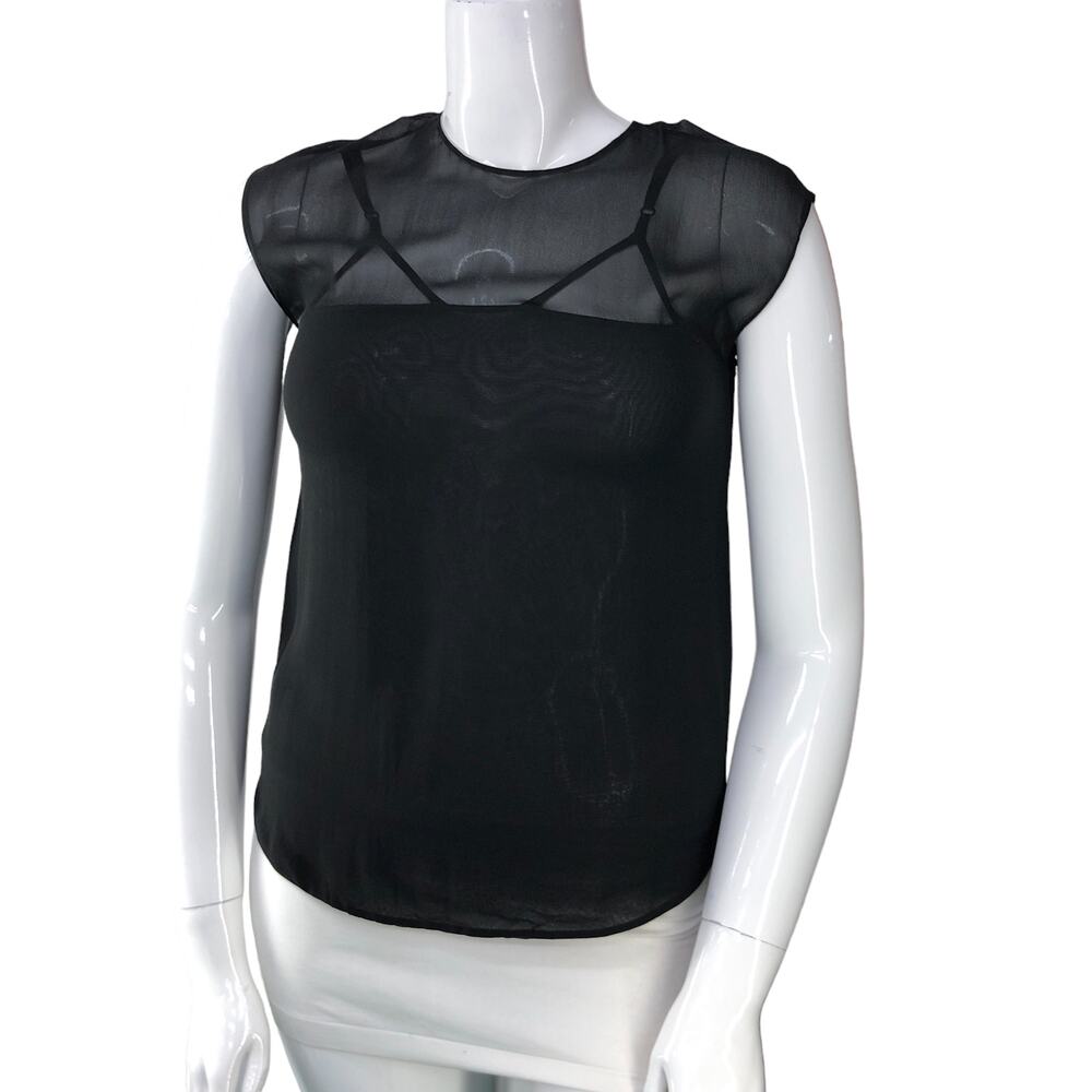 Costume National Womens Size 42 US M Top Semi Sheer Sleeveless Silk Black